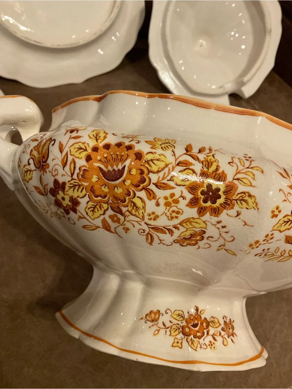 Vintage Brown Japanese Porcelain Soup Bowl